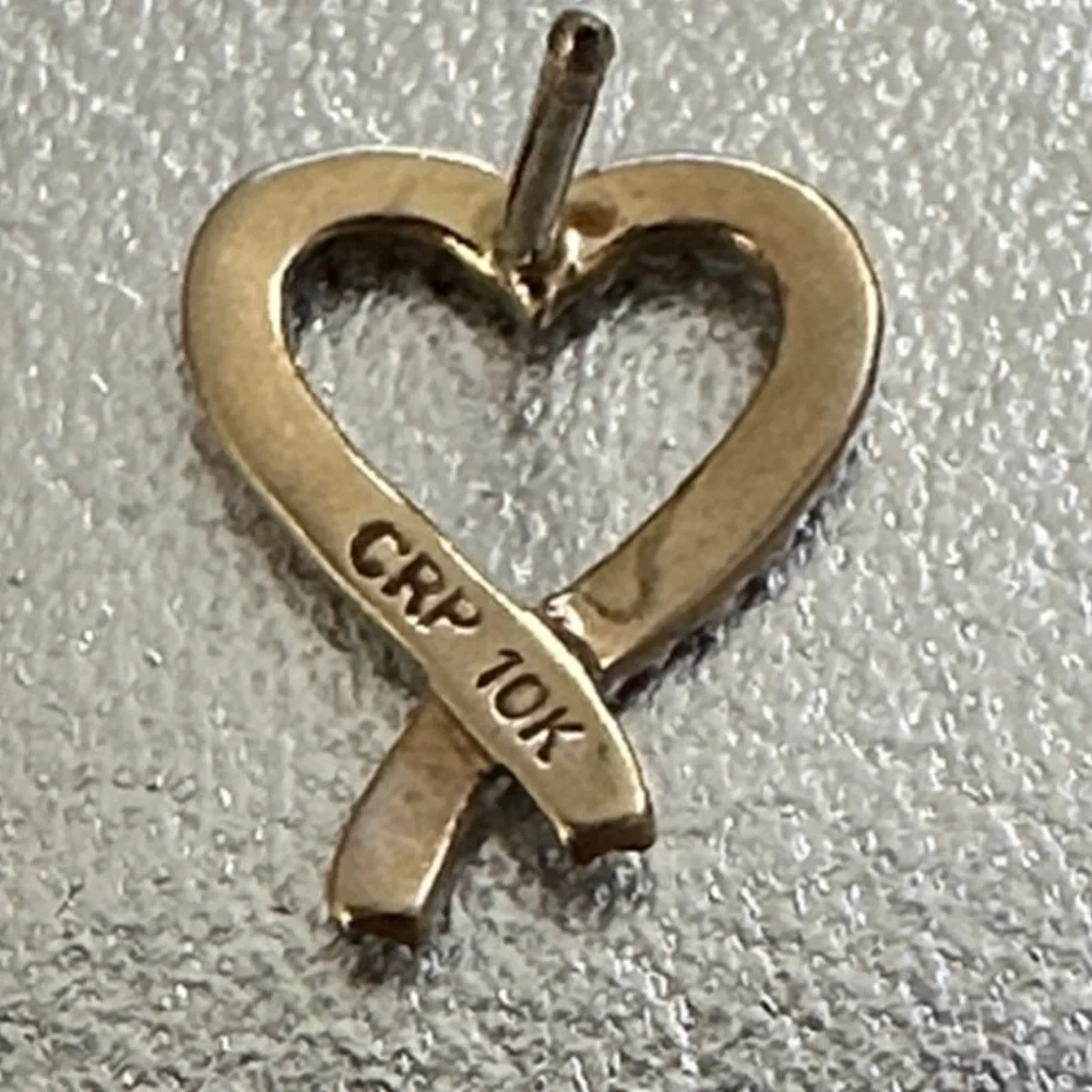 10k Diamond real solid white and yellow gold Heart Brooch​
